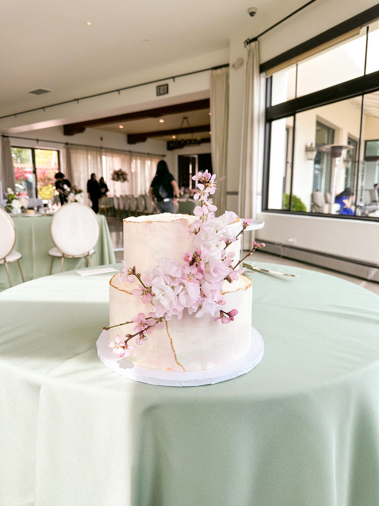 two tiered cherry blossom cake + mini tartlets / bel-air bay club