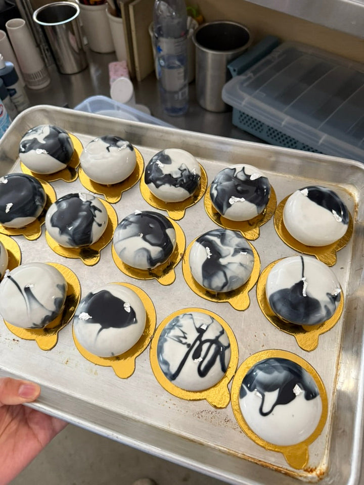 mini mousse cakes for a wedding